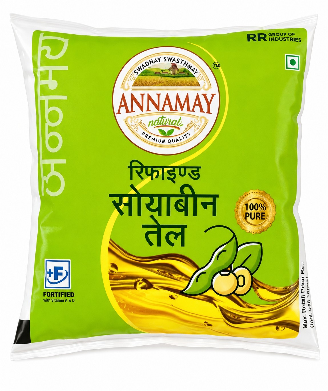 Annamay Soyabean Refined Oil 400GM Pouch Pack | Light & Neutral Cooking Oil